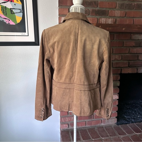 VTG Ann Taylor Y2K Suede Button Down Jacket in Tan Sz M - Picture 6 of 10